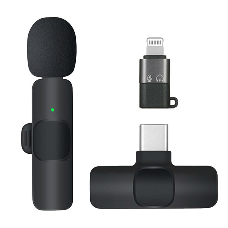 میکروفون یقه ای بی سیم K8 + تبدیل Type-C به آیفون Lightning